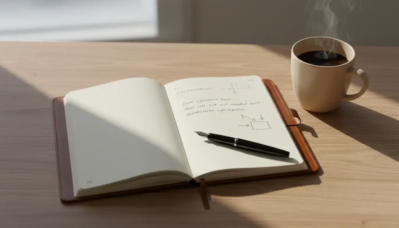 Notitieblok met cricket wedstrategie aantekeningen en pen